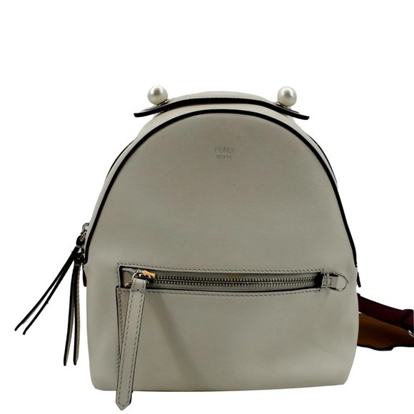 FENDI  Leather Backpack Bag White main image 7